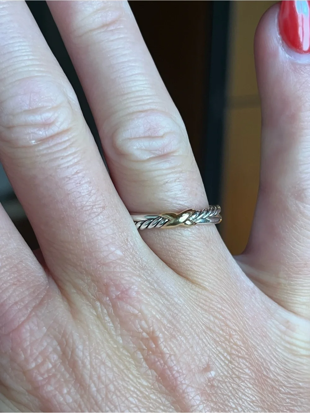 David Yurman Petite X Ring in Sterling Silver with 18k Yellow Gold